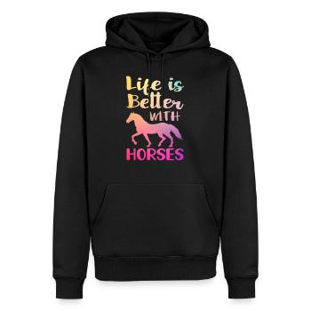La vie est meilleure avec les chevaux - Sweat à capuche Premium bio Homme - noir - Devant - Nico (187cm)