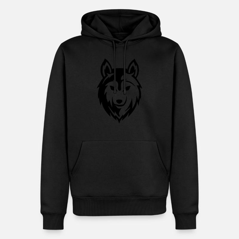 Le loup - Sweat à capuche Premium bio Homme - noir