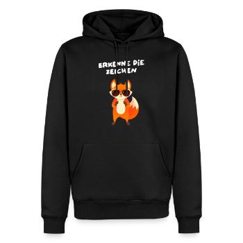 Erkenne Die Zeichen - Fuchs Mittelfinger - Männer Premium Bio Hoodie - Schwarz - Vorne - Nico (187cm)