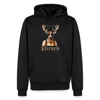 Hirsch auf der Pirsch mit Sonnenbrille Dorffest - Männer Premium Bio Hoodie - Schwarz - Vorne - Nico (187cm)
