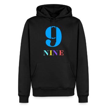 Neun-9-jähriges Jubiläum - Männer Premium Bio Hoodie - Schwarz - Vorne - Nico (187cm)
