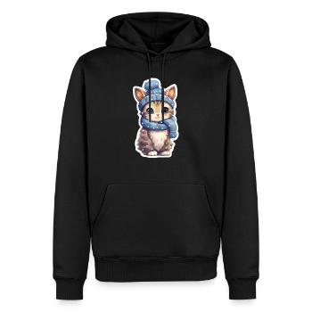 Cute kitten in the snow - Men’s Premium Organic Hoodie - black - Front - Nico (187cm)