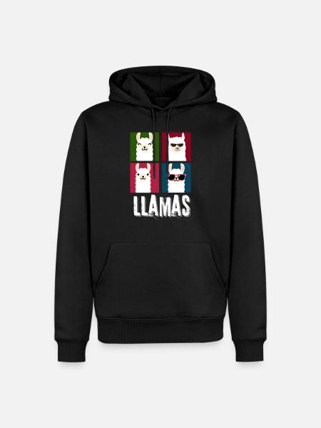 Lamas - Männer Premium Bio Hoodie - Schwarz