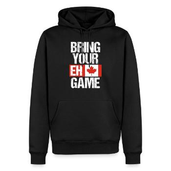 Bring Your Eh Game Canadian Flag Canada Pride - Men’s Premium Organic Hoodie - black - Front - Nico (187cm)