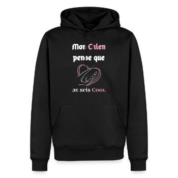 Mon Chien pense que je suis COOOL ;) - Sweat à capuche Premium bio Homme - noir - Devant - Nico (187cm)