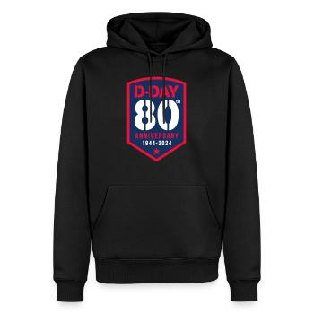D Day 80th - Sweat à capuche Premium bio Homme - noir - Devant - Nico (187cm)
