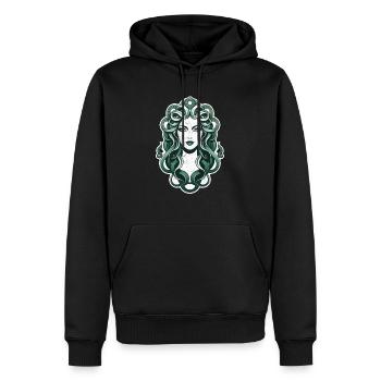 medusa mythologie grecque monstre - Sweat à capuche Premium bio Homme - noir - Devant - Nico (187cm)
