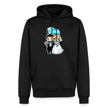 just married - pour mariage - Sweat à capuche Premium bio Homme - noir - Devant - Nico (187cm)