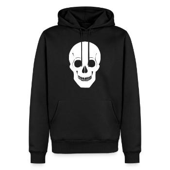 Crâne simple - Monochrome blanc - Sweat à capuche Premium bio Homme - noir - Devant - Nico (187cm)