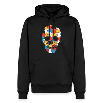 Puzzkull - Männer Premium Bio Hoodie - Schwarz - Vorne - Nico (187cm)