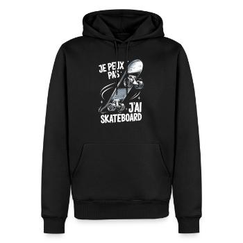 Je peux pas j'ai skateboard - Sweat à capuche Premium bio Homme - noir - Devant - Nico (187cm)