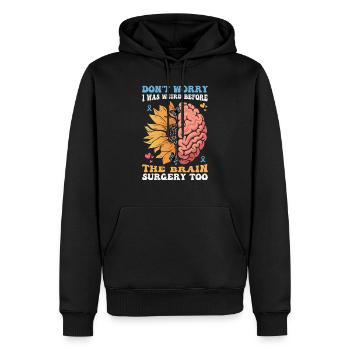 Conception amusante de survivant de la chirurgie cérébrale - Sweat à capuche Premium bio Homme - noir - Devant - Nico (187cm)