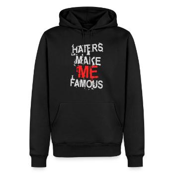 HATERS MAKE ME FAMOUS - Men’s Premium Organic Hoodie - black - Front - Nico (187cm)