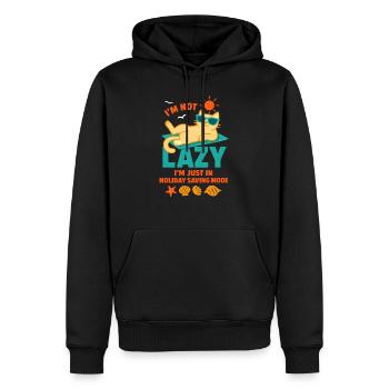 Lazy - Chat juste en mode économie vacances - Sweat à capuche Premium bio Homme - noir - Devant - Nico (187cm)