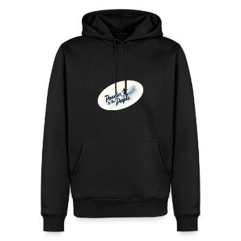 Powder to the People – Snowboard & Powder - Männer Premium Bio Hoodie - Schwarz - Vorne - Nico (187cm)