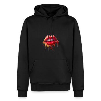 bouche sexy - Sweat à capuche Premium bio Homme - noir - Devant - Nico (187cm)