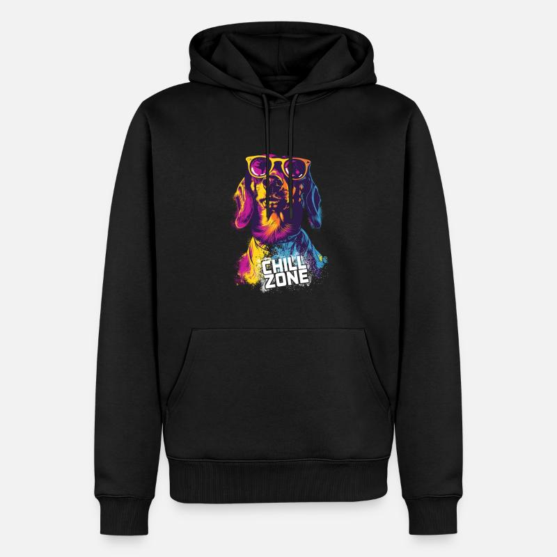 Dackel Chill Zone - Männer Premium Bio Hoodie - Schwarz