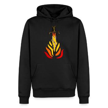 Schwert in Flammen - Männer Premium Bio Hoodie - Schwarz - Vorne - Nico (187cm)