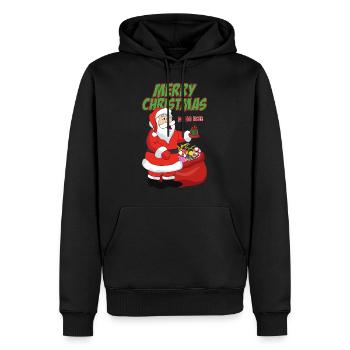 Noël Noël Père Noël Père Noël - Sweat à capuche Premium bio Homme - noir - Devant - Nico (187cm)