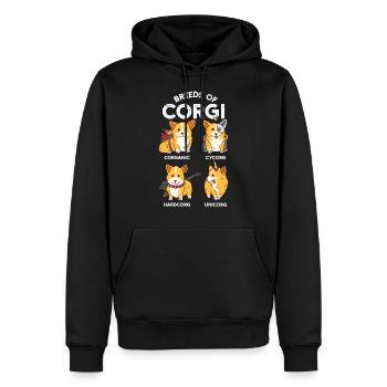Races de Corgis - Welsh CORGI drôle chien chiot - Sweat à capuche Premium bio Homme - noir - Devant - Nico (187cm)