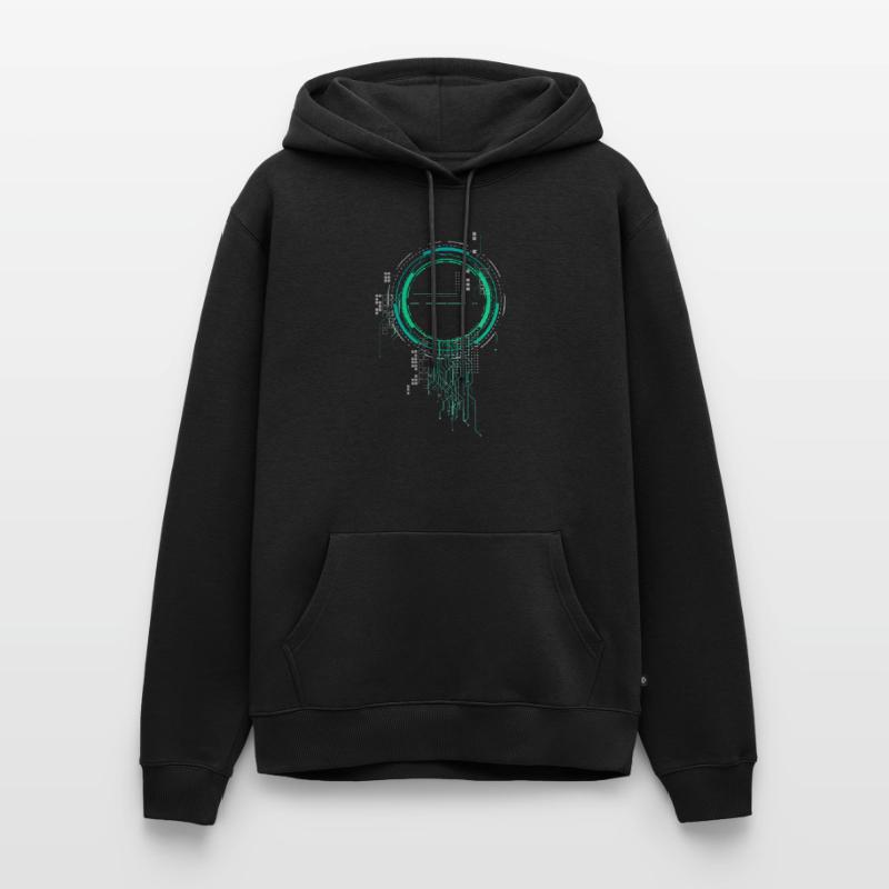 cpu pc platine raumschiff code nerd pc pixel coder Männer Premium Bio Hoodie