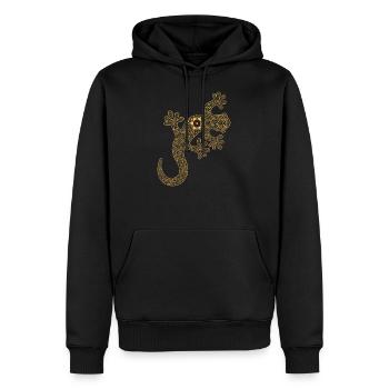Cadeau psychédélique de mode luxe Gecko amphibien - Sweat à capuche Premium bio Homme - noir - Devant - Nico (187cm)