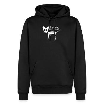 Halloween-Schlechtes zum Knochen-Katzen-Skelett - Männer Premium Bio Hoodie - Schwarz - Vorne - Nico (187cm)