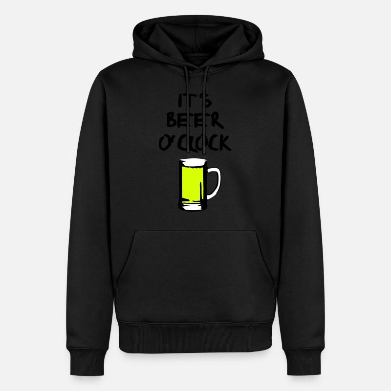 Bier, Bierzeit - beer o'clock - Männer Premium Bio Hoodie - Schwarz