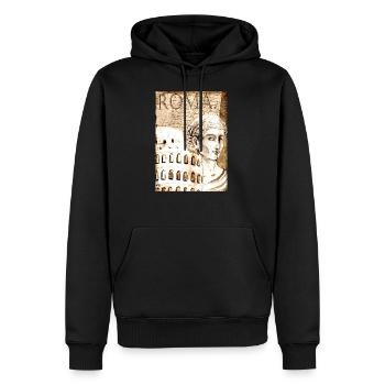 ITALIE ROME - JULIUS - Sweat à capuche Premium bio Homme - noir - Devant - Nico (187cm)