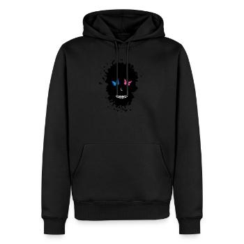 tete de mort forme tache papillons - Sweat à capuche Premium bio Homme - noir - Devant - Nico (187cm)