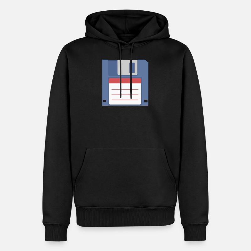 Floppy 3 5 Zoll Diskette front - Männer Premium Bio Hoodie - Schwarz
