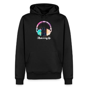 Musik ist mein Leben - Männer Premium Bio Hoodie - Schwarz - Vorne - Nico (187cm)