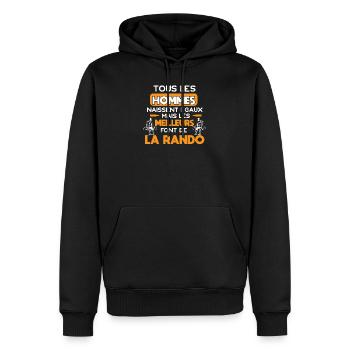 Tous les hommes naissent égaux, Randonnée humour - Sweat à capuche Premium bio Homme - noir - Devant - Nico (187cm)