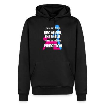 Citation Amour Phrase Beauf et Cadeau Levrette - Sweat à capuche Premium bio Homme - noir - Devant - Nico (187cm)