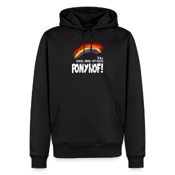 Leben ist kein Ponyhof - Männer Premium Bio Hoodie - Schwarz - Vorne - Nico (187cm)