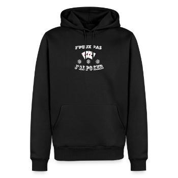 J'peux pas j'ai poker, cadeau joueur de poker - Sweat à capuche Premium bio Homme - noir - Devant - Nico (187cm)