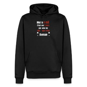moi le vin et rosé c’est que 3 jours par semaine - Sweat à capuche Premium bio Homme - noir - Devant - Nico (187cm)