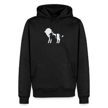 Lion and the Lamb Grafik in weiss - Männer Premium Bio Hoodie - Schwarz - Vorne - Nico (187cm)