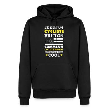 Cycliste breton cadeau drôle breton bretagne vélo - Sweat à capuche Premium bio Homme - noir - Devant - Nico (187cm)