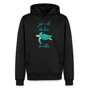 Mer Tortue Just a Girl who loves Turtles - Sweat à capuche Premium bio Homme - noir - Devant - Nico (187cm)