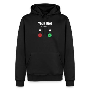 your mom is calling - Men’s Premium Organic Hoodie - black - Front - Nico (187cm)
