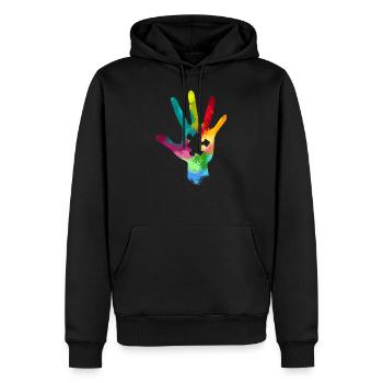 Autisme Hand Awareness Day - Sweat à capuche Premium bio Homme - noir - Devant - Nico (187cm)