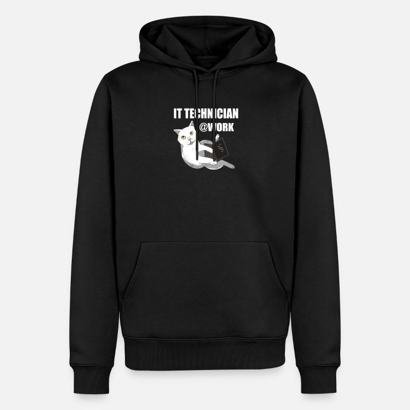 IT Technician Cat Programmer Techie - Men’s Premium Organic Hoodie - black