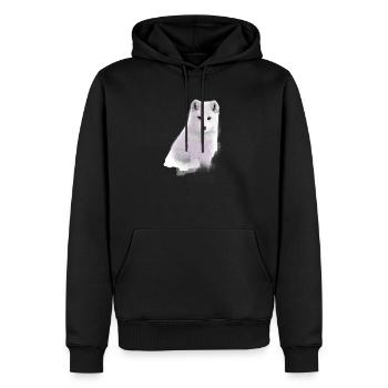 renard polaire, fuchs,vert,aquarelle ,peinture - Sweat à capuche Premium bio Homme - noir - Devant - Nico (187cm)