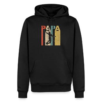 Papa Basketball Retro Shirt - Männer Premium Bio Hoodie - Schwarz - Vorne - Nico (187cm)