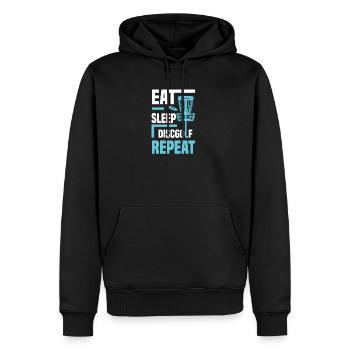 Eat Sleep Discgolf Repeat Discgolfen - Männer Premium Bio Hoodie - Schwarz - Vorne - Nico (187cm)