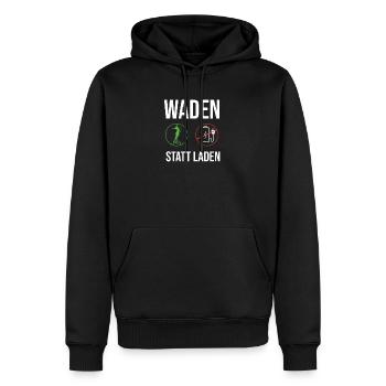 Waden Statt Laden - MTB Radfahrer Anti E-Bike - Männer Premium Bio Hoodie - Schwarz - Vorne - Nico (187cm)