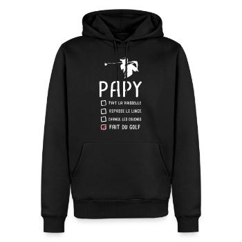Papy golfer papi golf grandfather funny gift - Men’s Premium Organic Hoodie - black - Front - Nico (187cm)