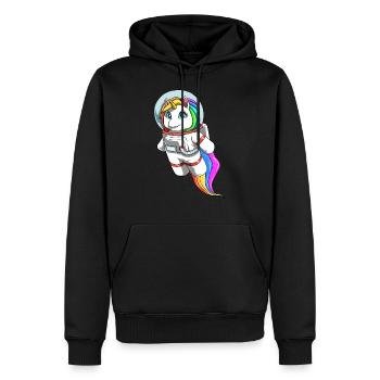 Licorne amicale en tant qu'astronaute - Sweat à capuche Premium bio Homme - noir - Devant - Nico (187cm)