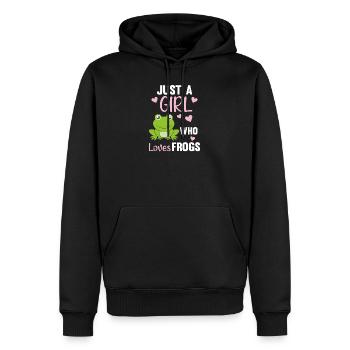 Juste une fille qui aime Frogs la grenouille - Sweat à capuche Premium bio Homme - noir - Devant - Nico (187cm)